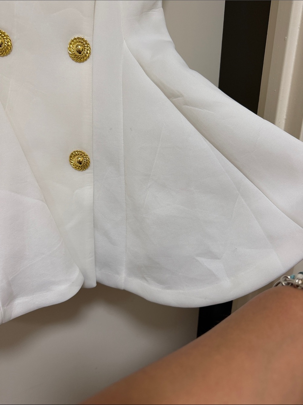 Fashion Nova White Sleeveless Double-Breasted Mini Dress with Gold Buttons - Picture 3 of 4